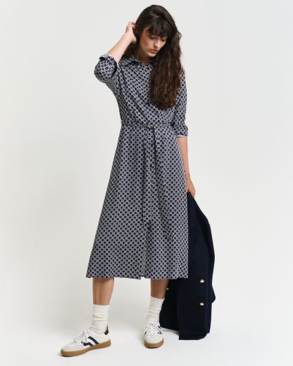 GANT Women Geometric Print Shirt Dress (38)