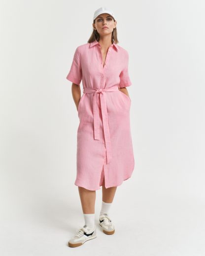 GANT Women Linen Short Sleeve Shirt Dress (38)