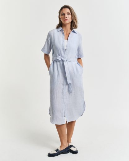 GANT Women Linen Short Sleeve Shirt Dress (44)