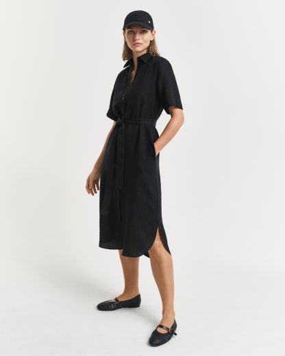 GANT Women Linen Short Sleeve Shirt Dress (46)
