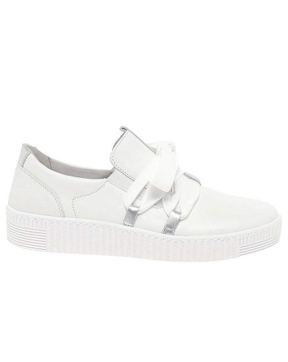 Gabor Waltz Womens Standard Fit Trainers White/Silver - Gabor - Size: 4