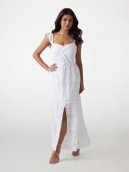 Guess Long Broderie Anglaise Dress