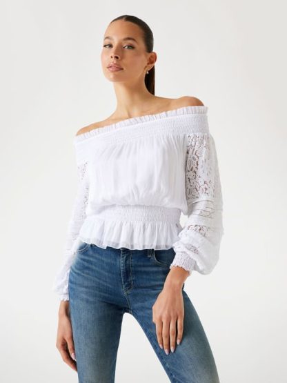 Guess Silk-Blend Off-Shoulder Top