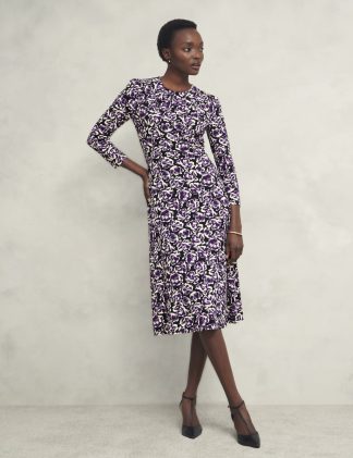Hobbs Women's Floral Midi Skater Dress - 12PET - Purple Mix, Purple Mix