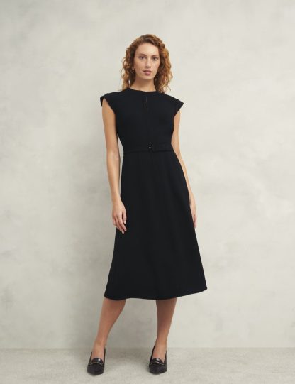 Hobbs Women's Midi Skater Dress - 14 - Black, Black