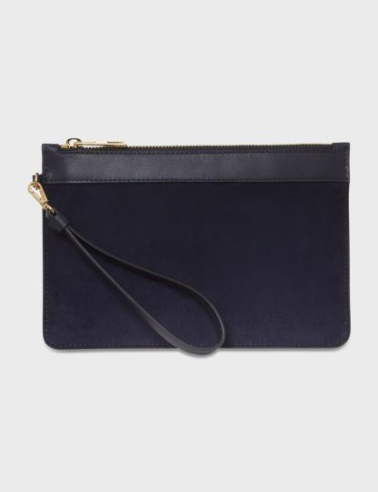 Hobbs Women's Suede Clutch Bag - Navy, Navy,Green