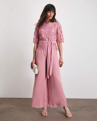 Joanna Hope Lace Jumpsuit Blush - Joanna Hope - Size: 22