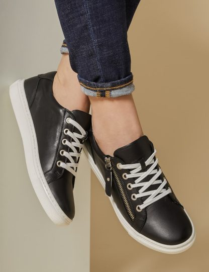 Jones Bootmaker Women's Leather Zip Up Trainers - 4 - Black, Black,Black/Black,Teal,Navy,Pewter,Stone,White,Gold