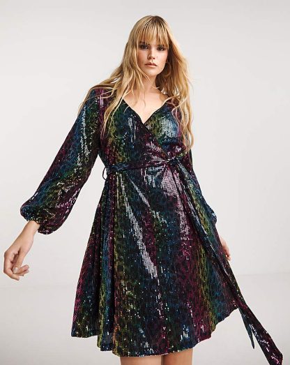 Lovedrobe sequin Belted Mini Dress