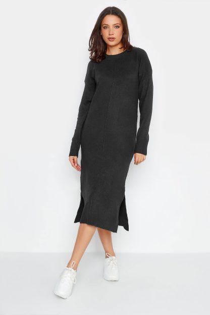 Lts Tall Black Knitted Midi Dress 14-16 Lts | Tall Women's Knitted Dresses