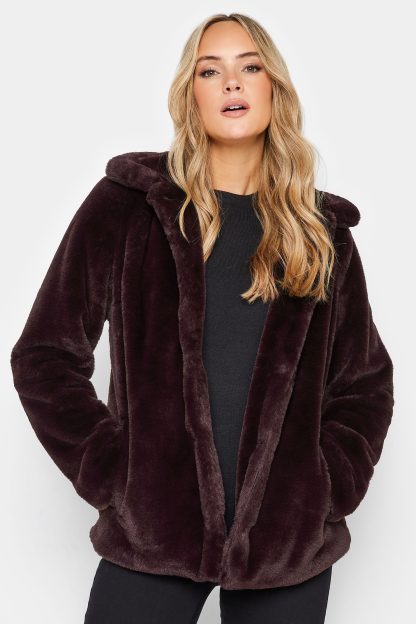 Lts Tall Dark Purple Faux Fur Coat 20 Lts | Tall Women's Coats