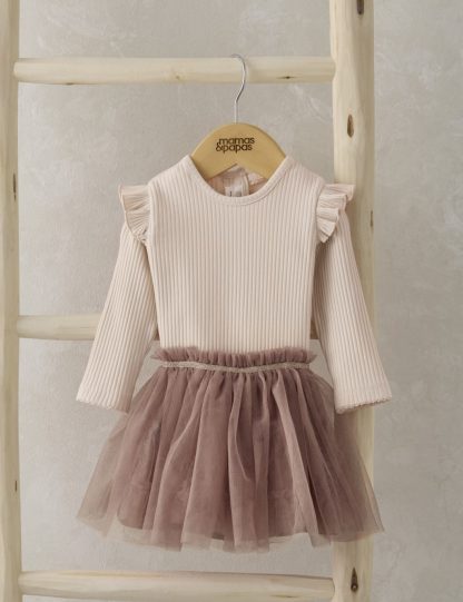 Mamas & Papas Girls 2pc Mesh Tutu & Cotton Rich Bodysuit Outfit (0-3 Yrs) - 6-9 M - Pink, Pink