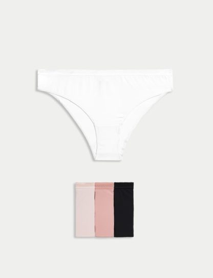 M&S Collection Women's 4pk Microfibre Brazilian Knickers - 12 - Soft Pink, Soft Pink,Raspberry Mix