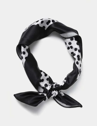 M&S Collection Women's Black Mono Print Tie Me Up Hair Scarf, Black