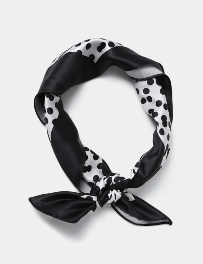 M&S Collection Women's Black Mono Print Tie Me Up Hair Scarf, Black