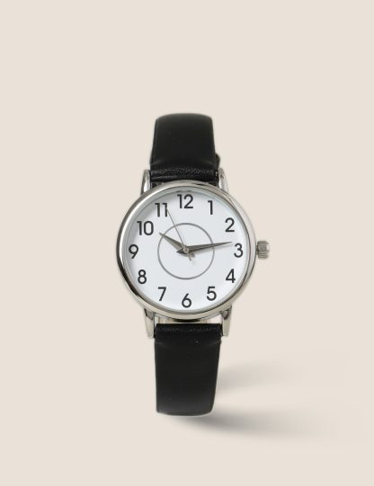 M&S Collection Women's Black & Silver Watch, Black