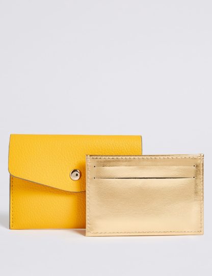 M&S Collection Women's Faux Leather Coin Purse - Yellow, Yellow