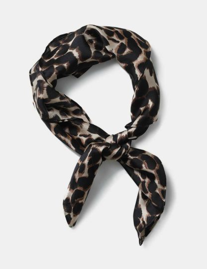 M&S Collection Women's Leopard Print Hair Scarf - Brown, Brown