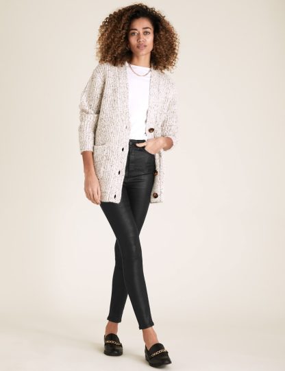 M&S Collection Women's Snake Print Leather Look Skinny Jeans - 6REG - Black, Black