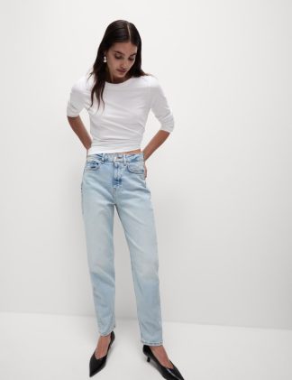 M&S Collection Women's The Mom Jeans - 12REG - Light Indigo Mix, Light Indigo Mix,Indigo,Dark Indigo Mix,Ecru,Black,Mid Blue