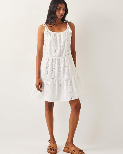 Monsoon Maud Broderie Dress White - Monsoon - Size: S
