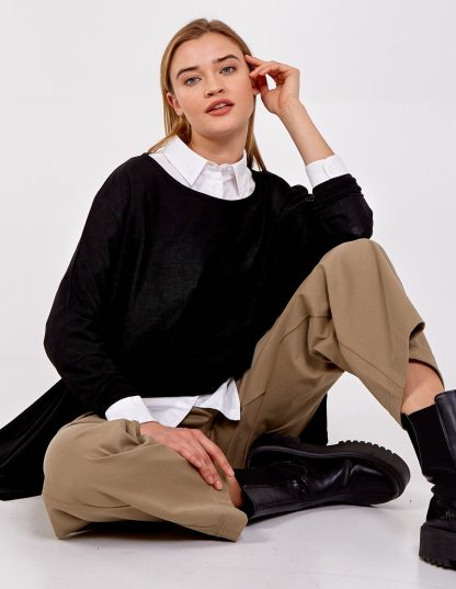 Oversized Hanky Hem Top - S/M / BLACK