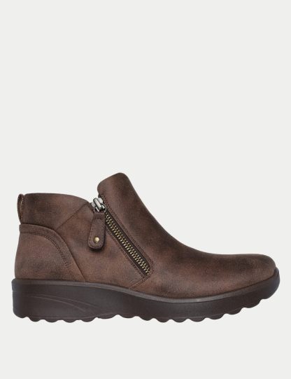 Skechers Women's Lovely Vibe Ankle Boots - 3 - Chocolate, Chocolate,Brown,Black