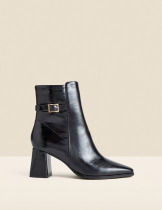 Sosandar Women's Block Heel Ankle Boots With Buckle Trim - 3 - Black, Black