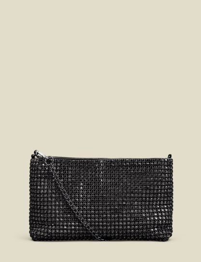 Sosandar Women's Rhinestone Clutch Bag - Black, Black