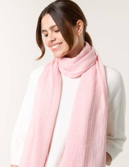 Textured Lightweight Scarf - ONE / PINK