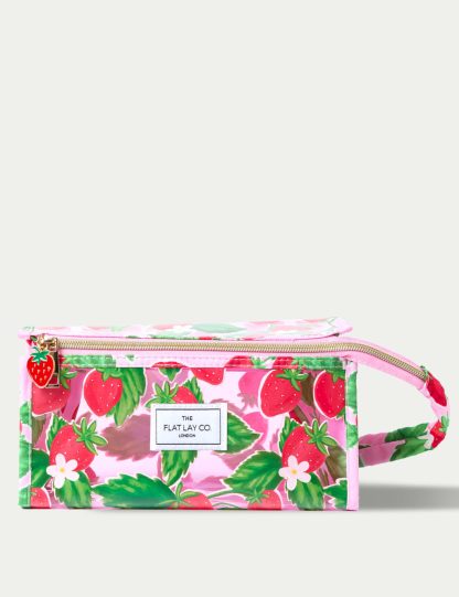 The Flat Lay Co. Women's Jelly Flat Box Makeup Bag in Summer Strawberries