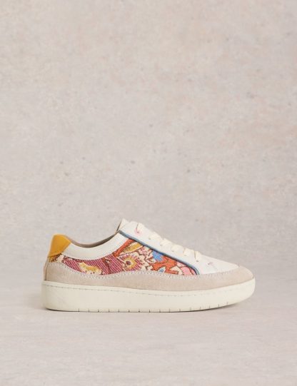 White Stuff Women's Leather Colour Block Flatform Trainers - 4 - White Mix, White Mix