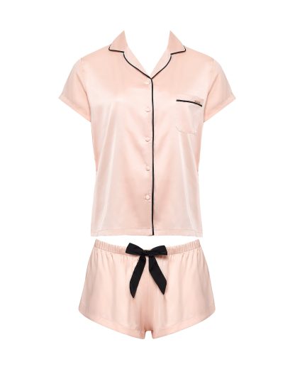 Bluebella Abigail Shirt and Short Set Pale Pink/Black - 10