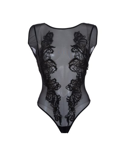 Bluebella Etienne Embroidered Sheer Bodysuit Black - 10