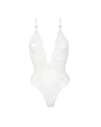 Bluebella Rafaela Embroidered Sheer Bodysuit White - 10