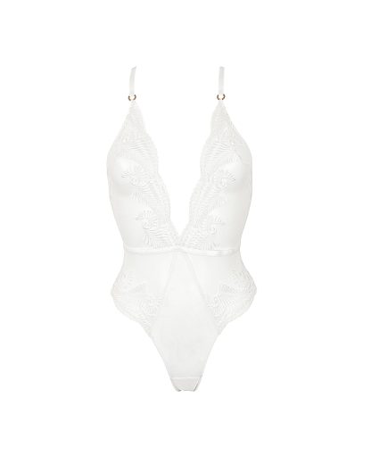 Bluebella Rafaela Embroidered Sheer Bodysuit White - 10