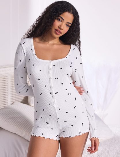 Boux Avenue Women's Heart Playsuit - 10 - Ivory Mix, Ivory Mix