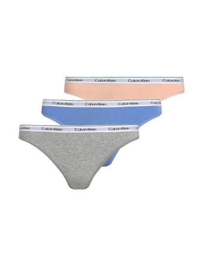 Calvin Klein Women's 3pk Modern Logo Cotton Rich Bikini Knickers - Pink Mix, Pink Mix,Blue Mix