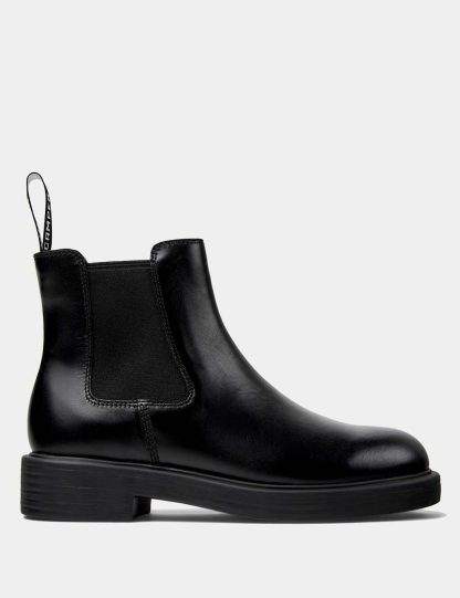 Camper Women's Leather Chelsea Block Heel Ankle Boots - 7 - Black, Black,Dark Brown