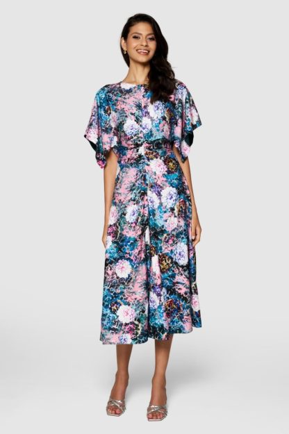 Closet London Blue Floral A-Line Midi Dress
