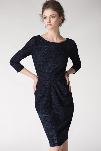 Closet London Navy Glittery Jersey Draped Bodycon Dress