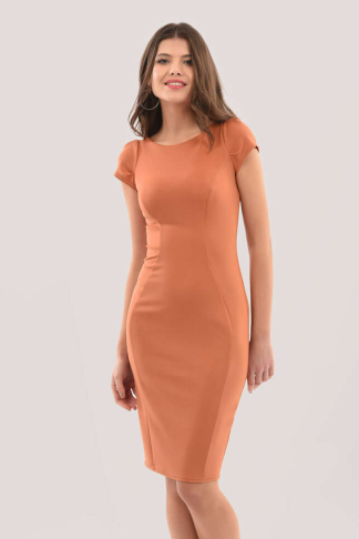 Closet London Rust Jersey Bodycon Dress Size:10