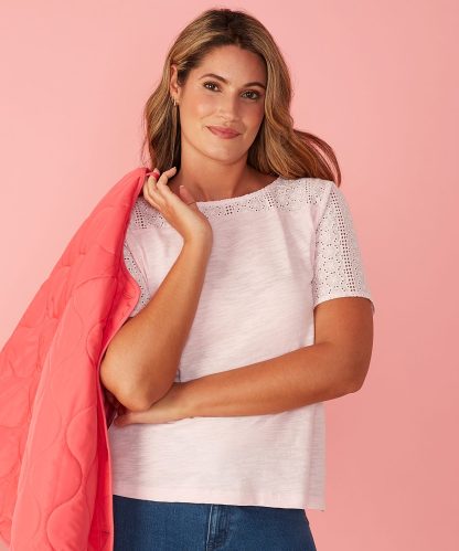 Damart First Avenue - Slub Tee with lace Yoke and Sleeves