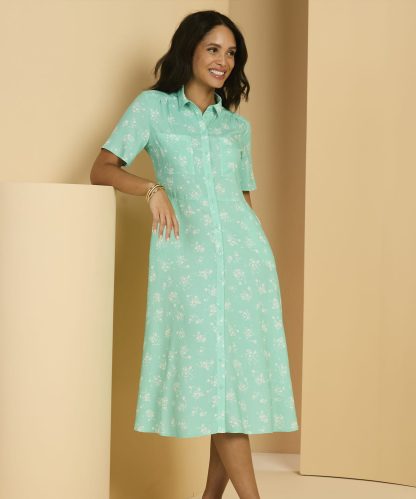 Damart Floral Print Shirt Dress