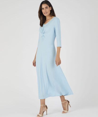 Damart Knot Front V-Neck Printed Dress