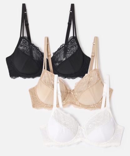 Damart Pack of 3 Lace Trim Bras