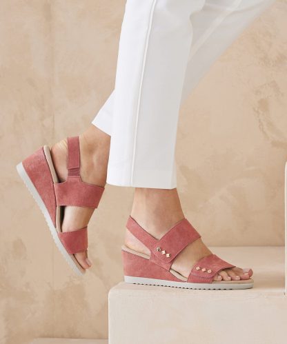 Damart Touch Fasten Suede Wedge Sandal
