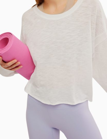 Fp Movement Women's My Time Layer Cotton Rich Relaxed Top - S - White, White,Duck Egg