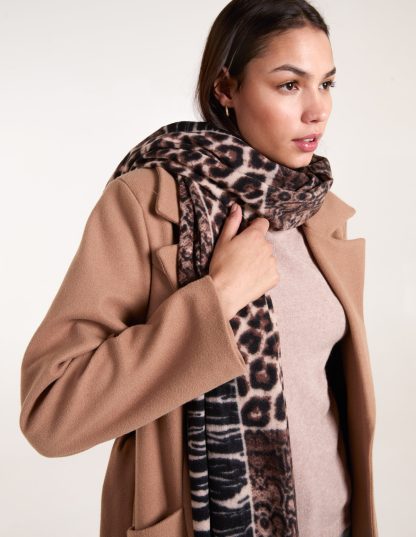 Leopard Animal Print Scarf - ONE / DARK BROWN