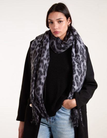 Leopard Print Scarf - ONE / GREY PATTERN